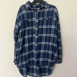 BDG Navy and White Checkered Shirt